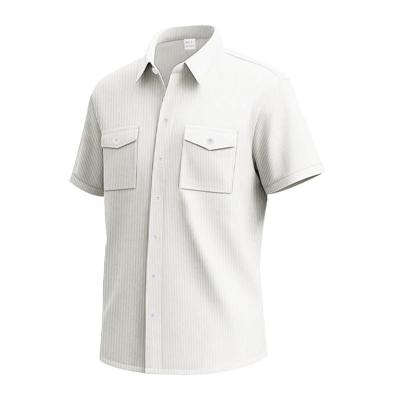 Corduroy Casual Loose-fit Short-sleeve Lapel Shirt With Two Pockets — photo 7