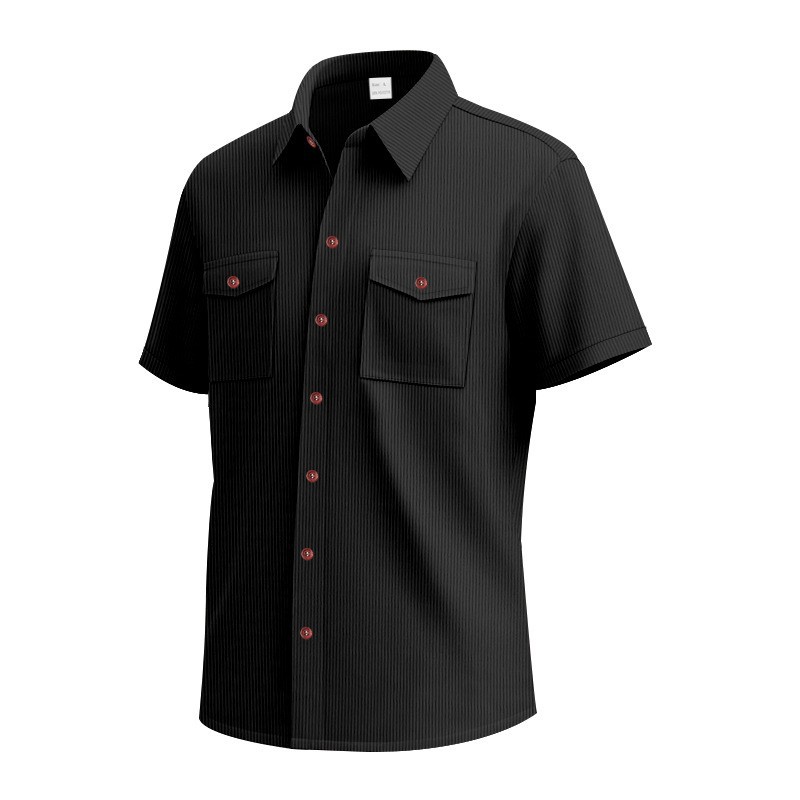 Corduroy Casual Loose-fit Short-sleeve Lapel Shirt With Two Pockets — photo 8