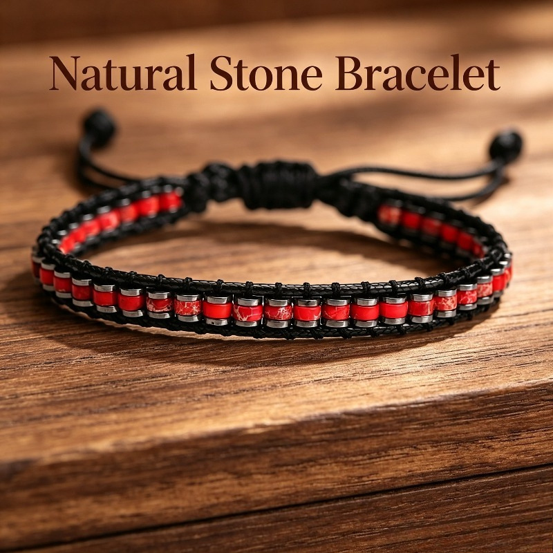 Natural Stone Braided Bracelet - Unisex Handmade Woven Beaded Jewelry for Men Women Casual Daily Wear Gift — photo 12