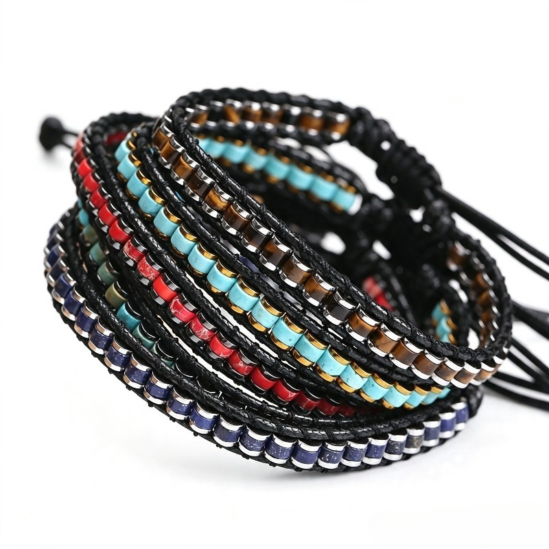 Natural Stone Braided Bracelet - Unisex Handmade Woven Beaded Jewelry for Men Women Casual Daily Wear Gift — photo 6