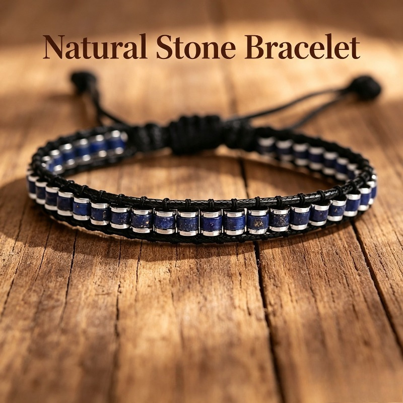 Natural Stone Braided Bracelet - Unisex Handmade Woven Beaded Jewelry for Men Women Casual Daily Wear Gift — photo 10