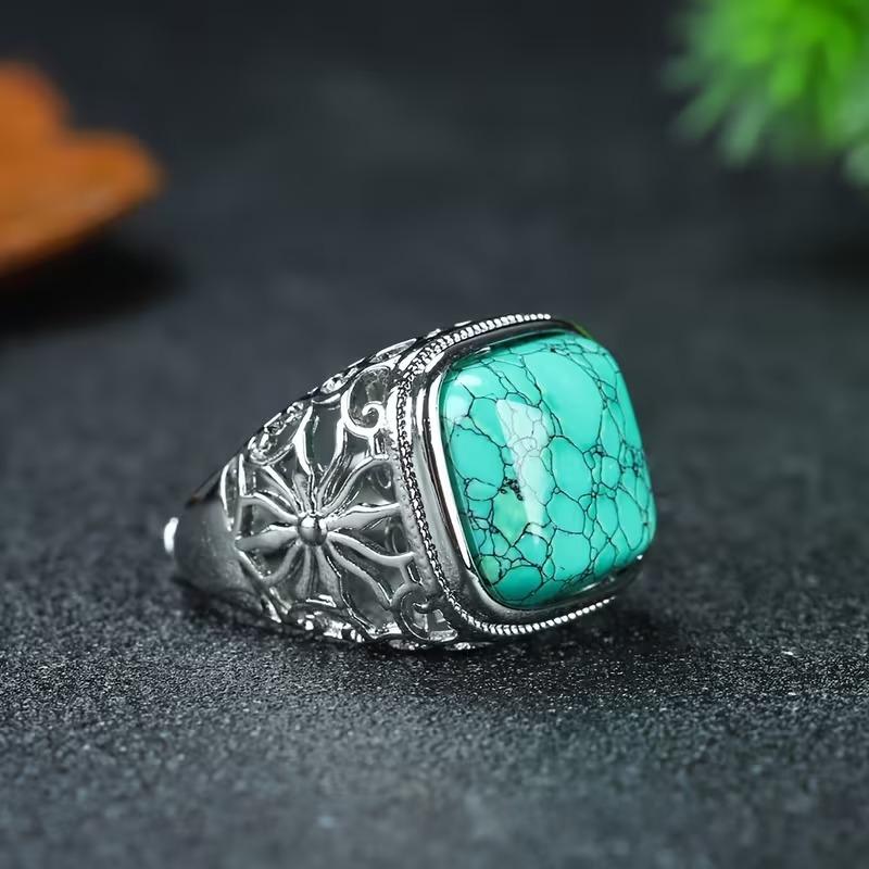 Natural Raw High-Porcelain Turquoise Ring — photo 2