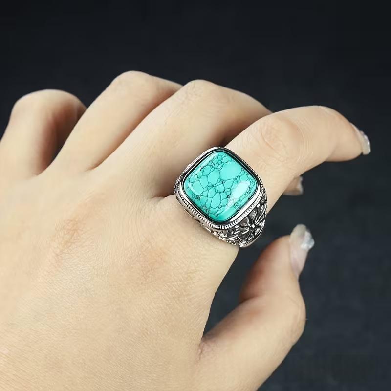 Natural Raw High-Porcelain Turquoise Ring — photo 3