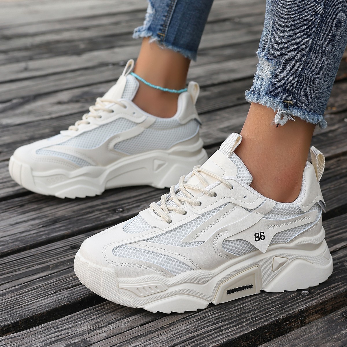Womens Mesh Fashionable Breathable Casual Sneakers — photo 3
