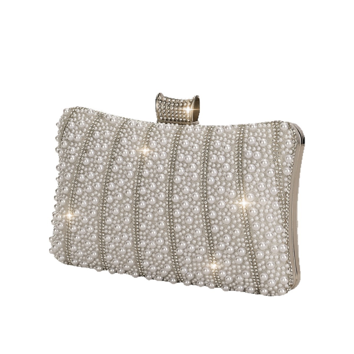 Pearl-embellished Diamond-studded Womens Chain Tote Crossbody Bag — photo 4