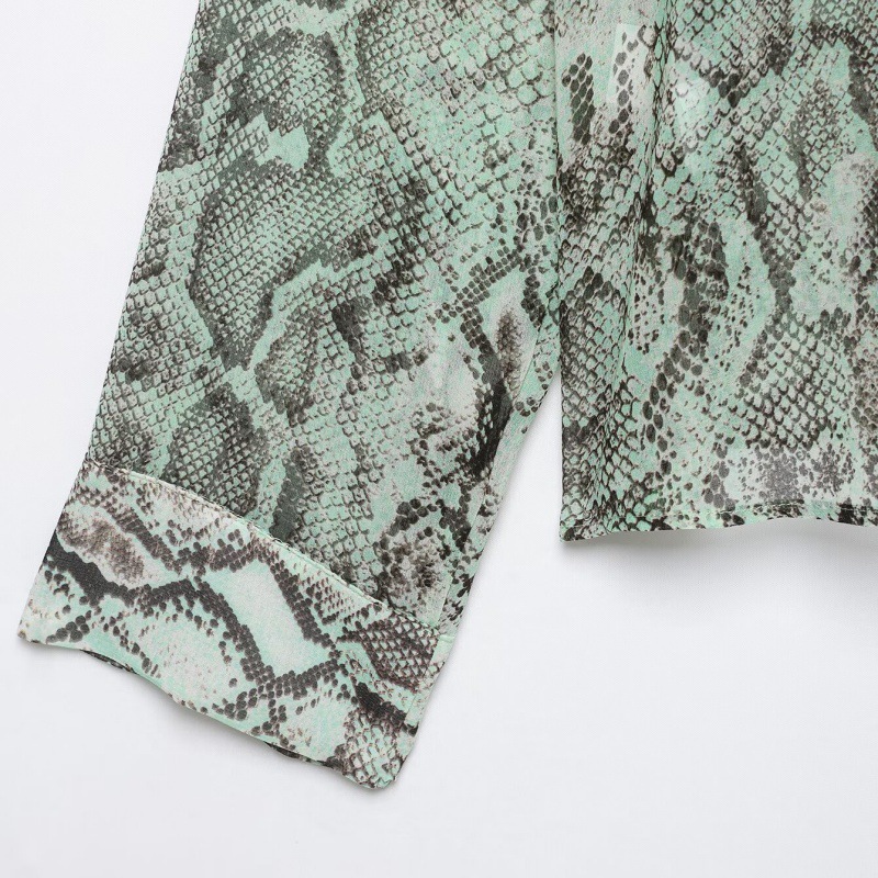 Women's Lace-up Animal-print Long-sleeved Shirt — photo 3