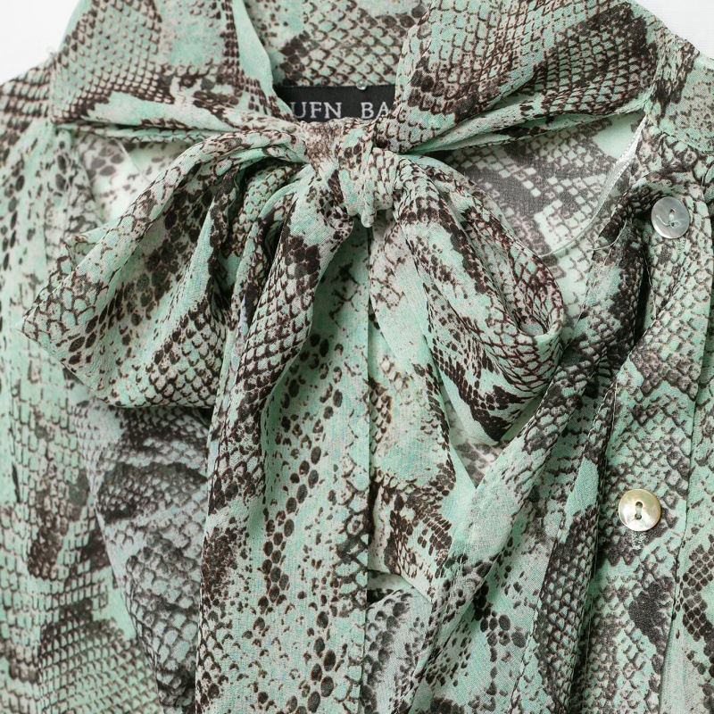 Women's Lace-up Animal-print Long-sleeved Shirt — photo 4