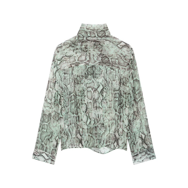 Women's Lace-up Animal-print Long-sleeved Shirt — photo 7