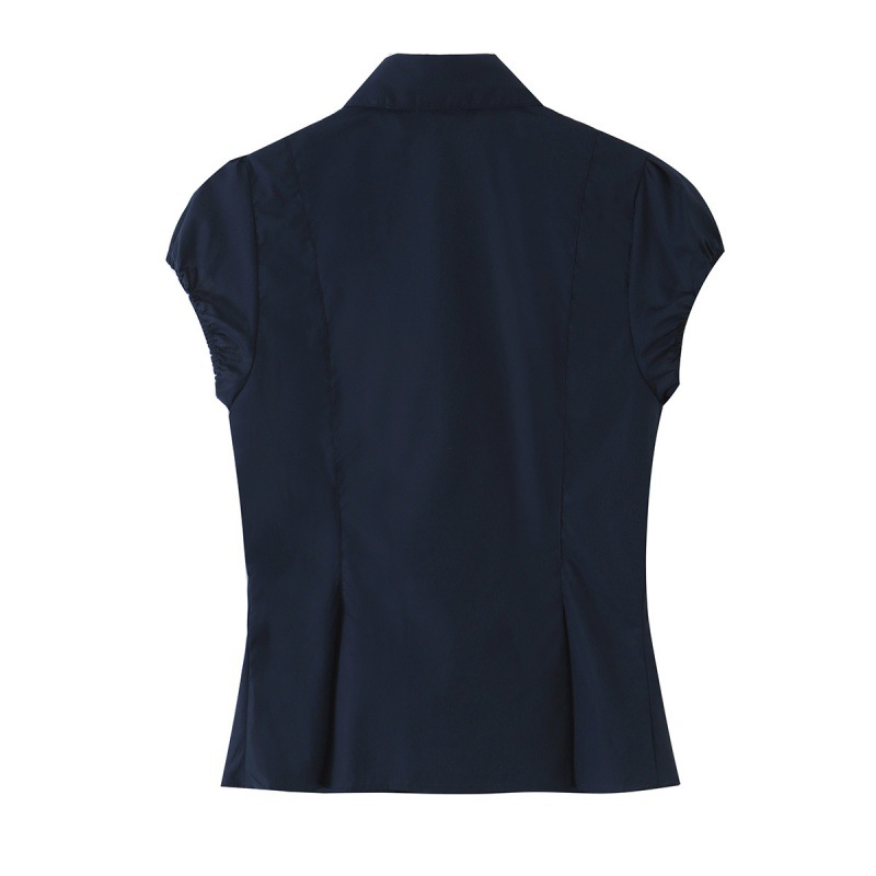 Bow-tie Silk Scarf Pocket Short-sleeve Blouse For Women — photo 4