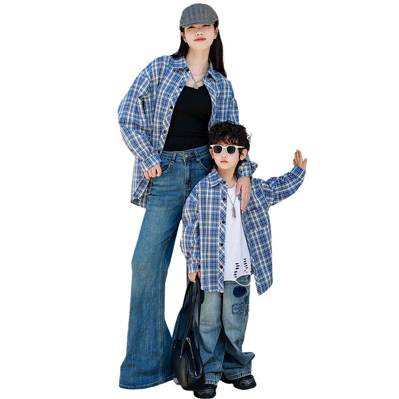 New Plaid Korean-style Chic Mother-and-child Matching Casual Shirt For Kids Versatile And Easy To Style — photo 4