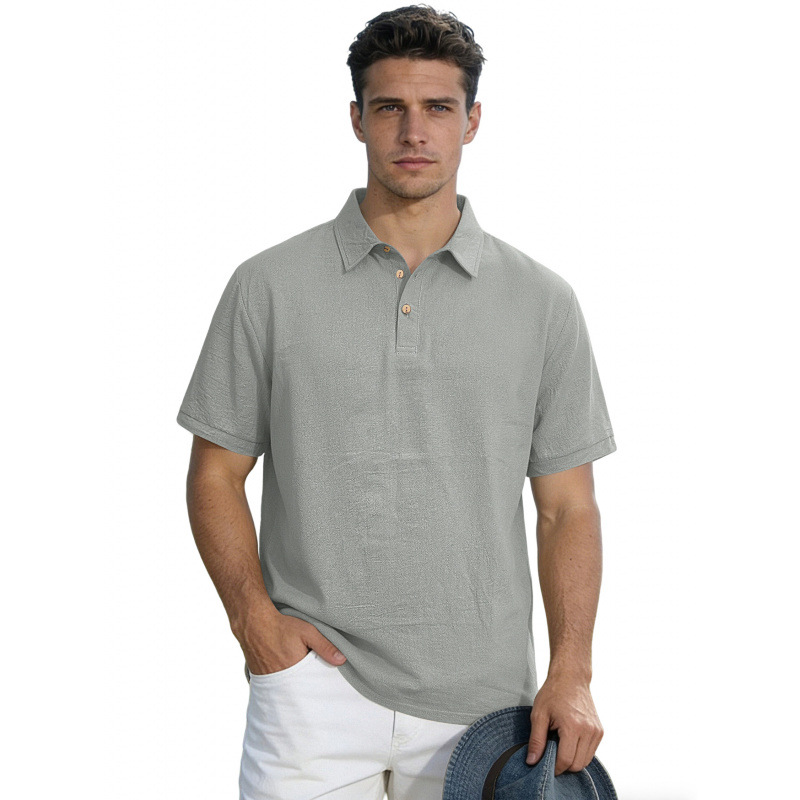 Men's Solid Color Lapel High-End Business T-Shirt — photo 5