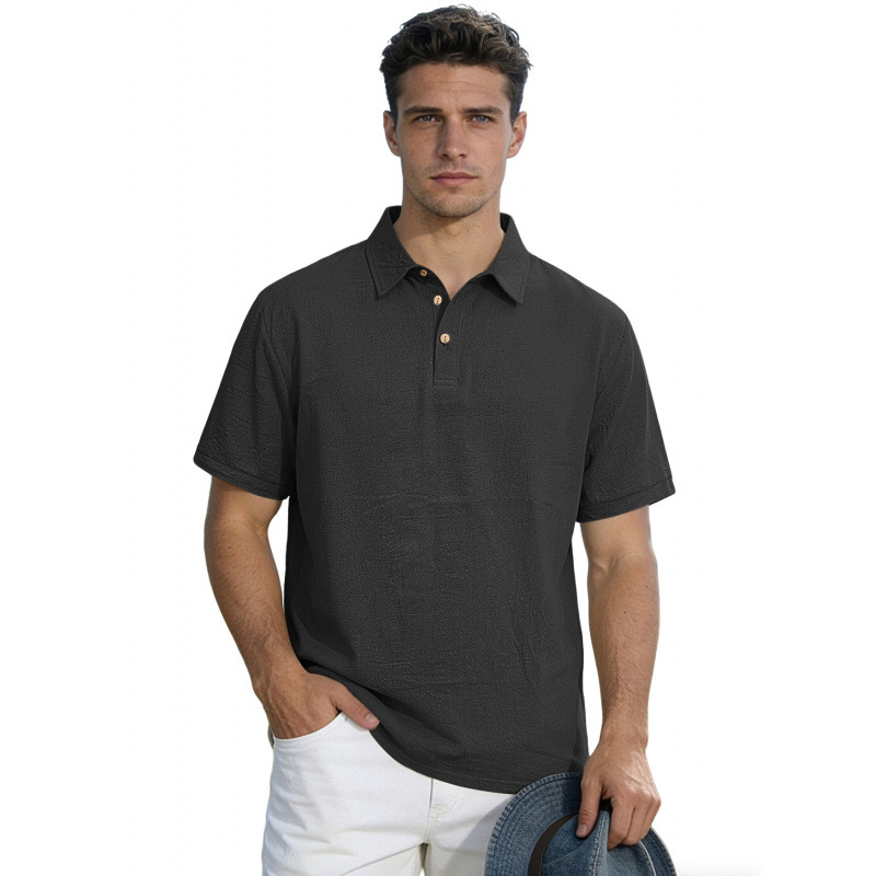 Men's Solid Color Lapel High-End Business T-Shirt — photo 8