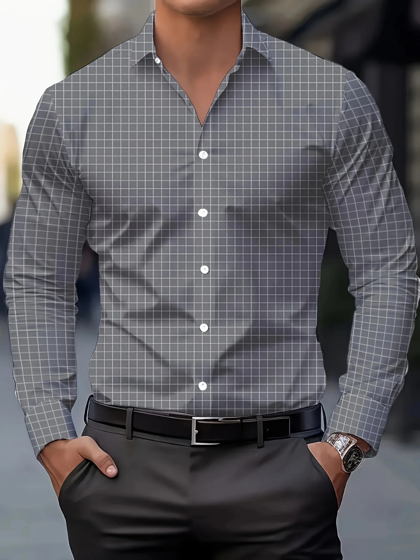 Autumn Men's Loose 3D Striped Shirt — photo 4