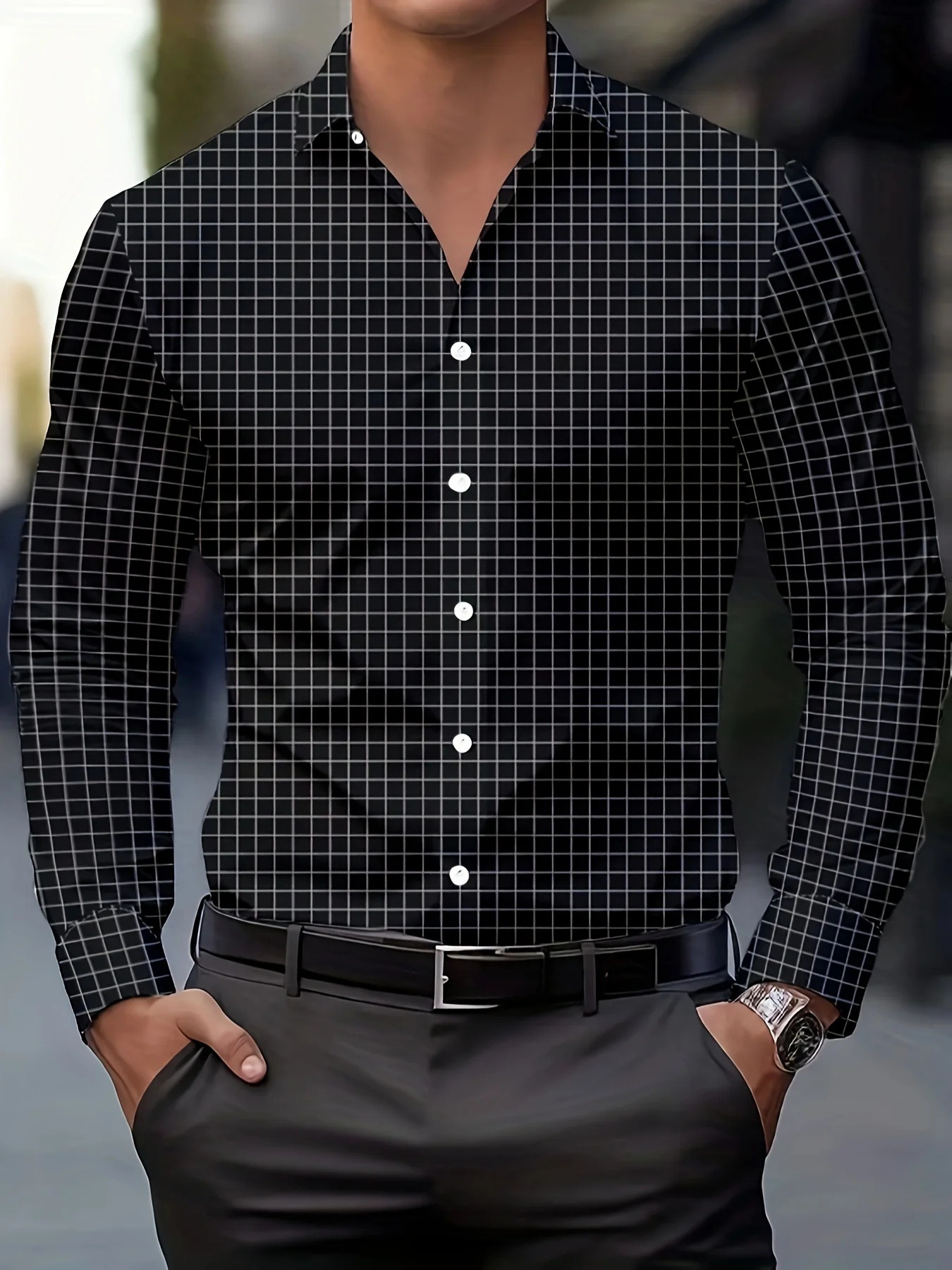 Autumn Men's Loose 3D Striped Shirt — photo 5