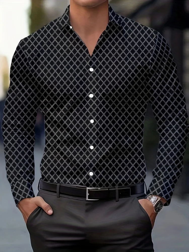 Autumn Men's Loose 3D Striped Shirt — photo 7