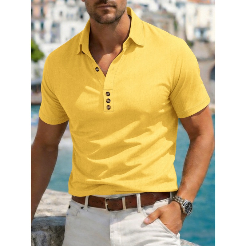 Mens Cotton-Linen Lapel Casual Shirt — photo 4