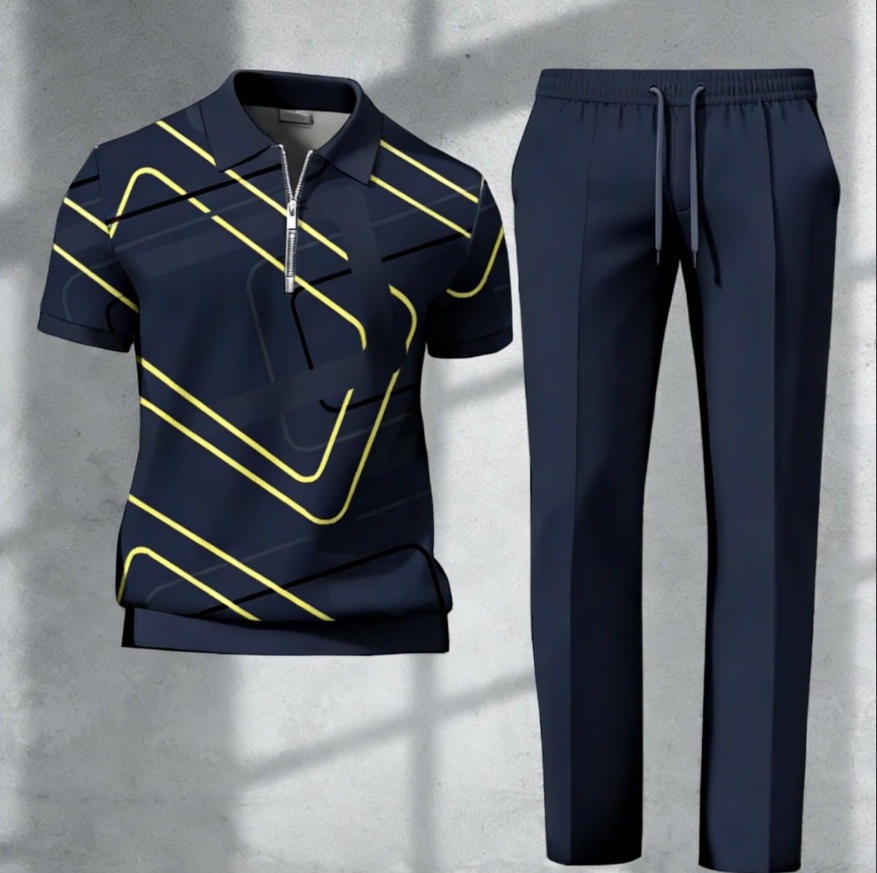 Mens 3D-printed Short-sleeve And Long-pants Set — photo 3