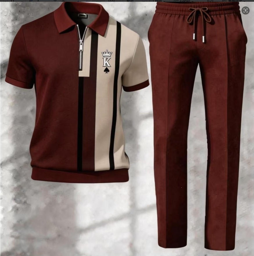 Mens 3D-printed Short-sleeve And Long-pants Set — photo 4