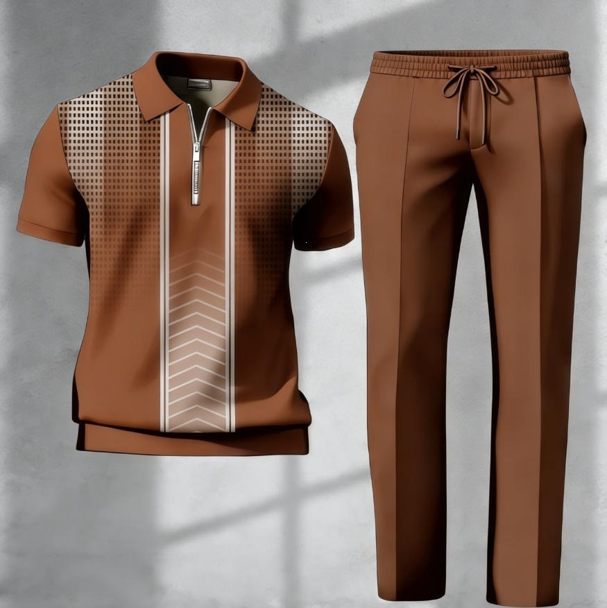 Mens 3D-printed Short-sleeve And Long-pants Set — photo 9