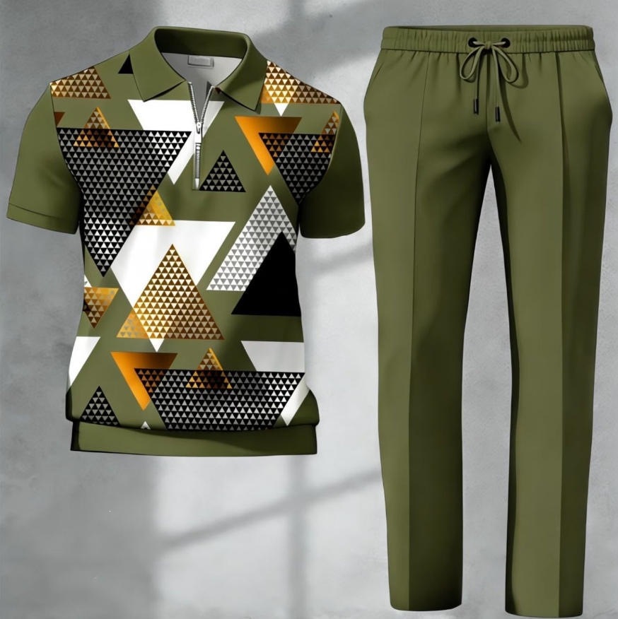 Mens 3D-printed Short-sleeve And Long-pants Set — photo 11
