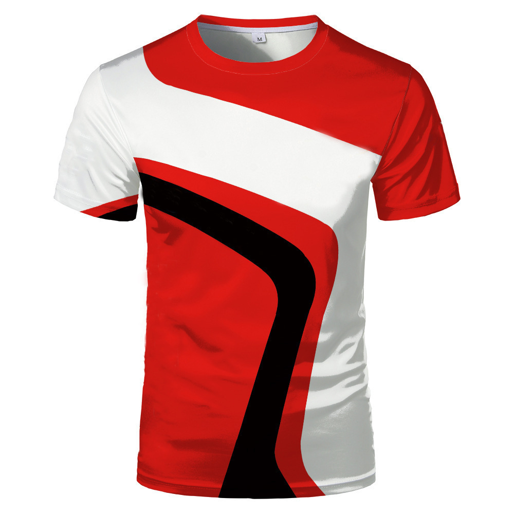 Collarless Men's 3D Red Bull Print Fashion T-shirt — photo 4