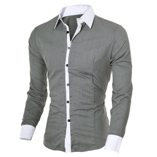 Mens Casual Long Sleeve Slim Fit Shirts — photo 5