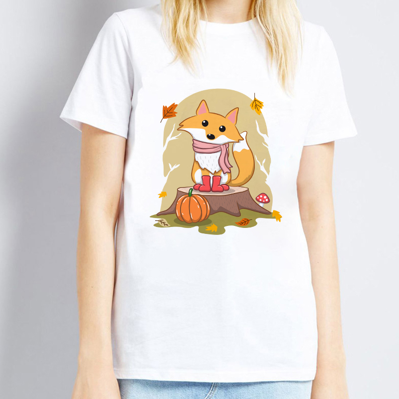Cute fox printed T shirt Women Harajuku Tshirt Thin section — photo 4